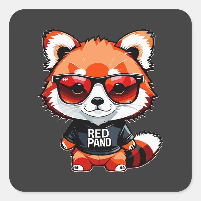 Chibi Red Panda Cub Quadratischer Aufkleber (Vorderseite)