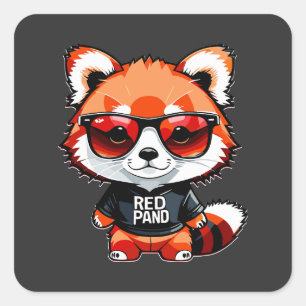 Chibi-Rotpanda-Junges Quadratischer Aufkleber