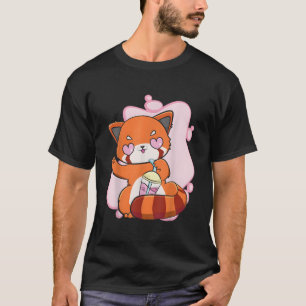 Chibi-Rotpanda mit Boba-Tee-Blase Otaku Anime B T-Shirt