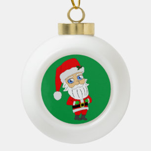 chibi santa claus céramique boule de noël ornement