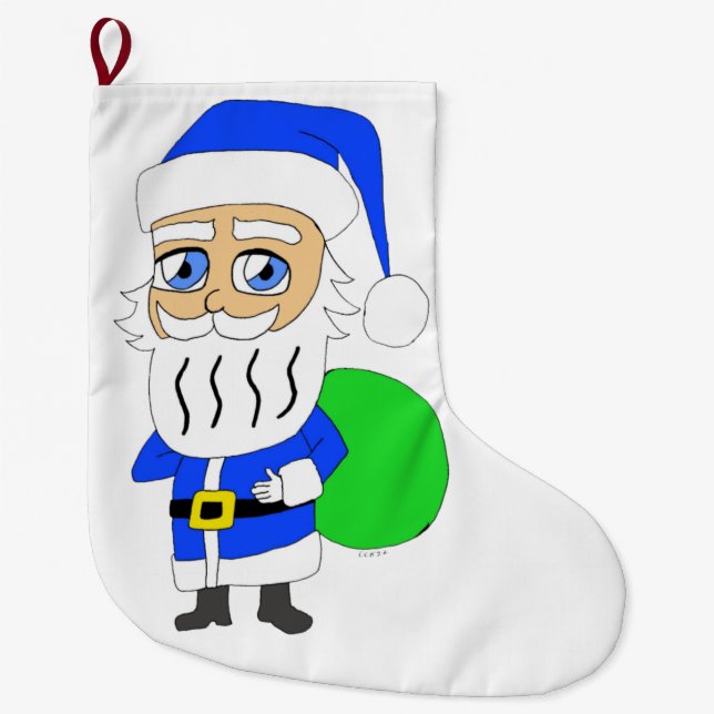 Chibi Santa Claus Großer Weihnachtsstrumpf (Vorderseite)