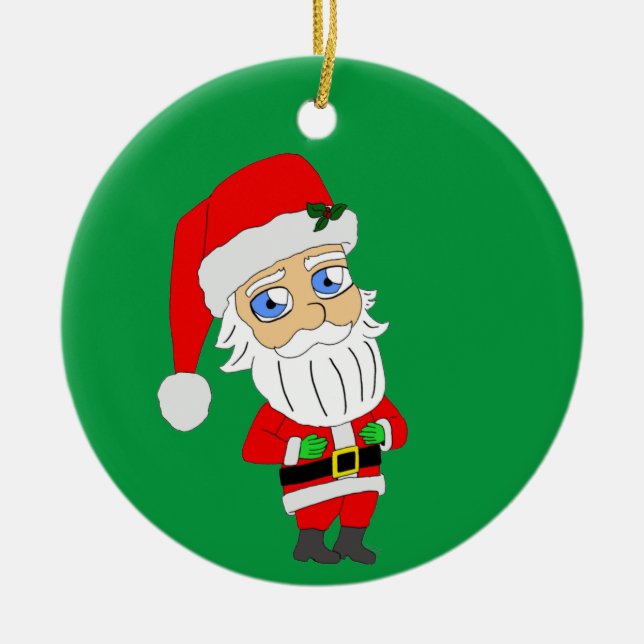 Chibi santa claus Keramik Ornament (Vorne)