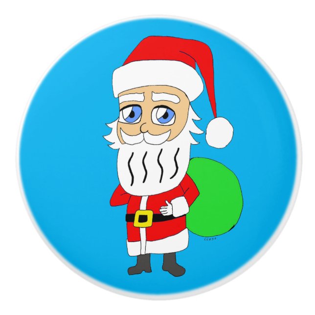Chibi Santa Claus Keramikknauf (Vorderseite)