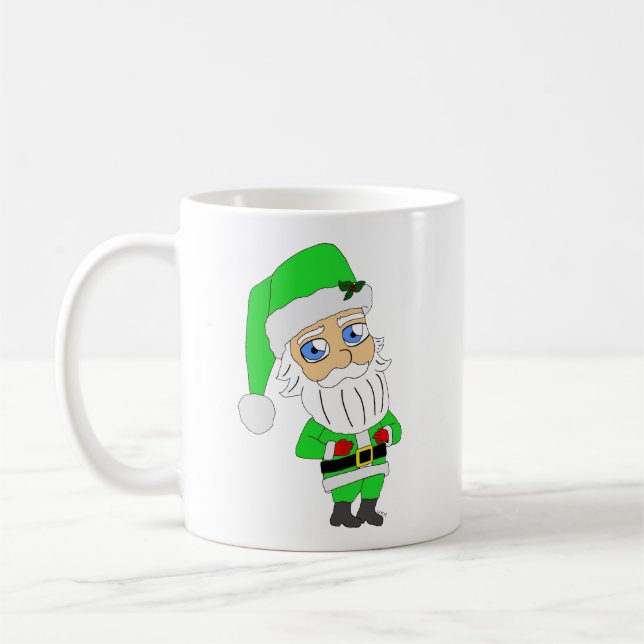 Chibi Santa green suit Kaffeetasse (Links)