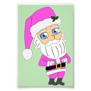 Chibi-Santa im rosa Anzug Fotodruck