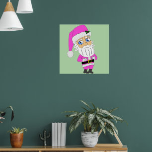 Chibi-Santa im rosa Anzug Poster
