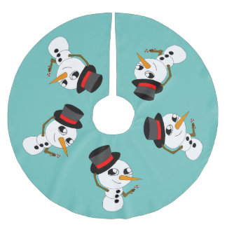 Chibi-Schneemann Polyester Weihnachtsbaumdecke