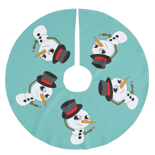 Chibi-Schneemann  Polyester Weihnachtsbaumdecke (Vorderseite)