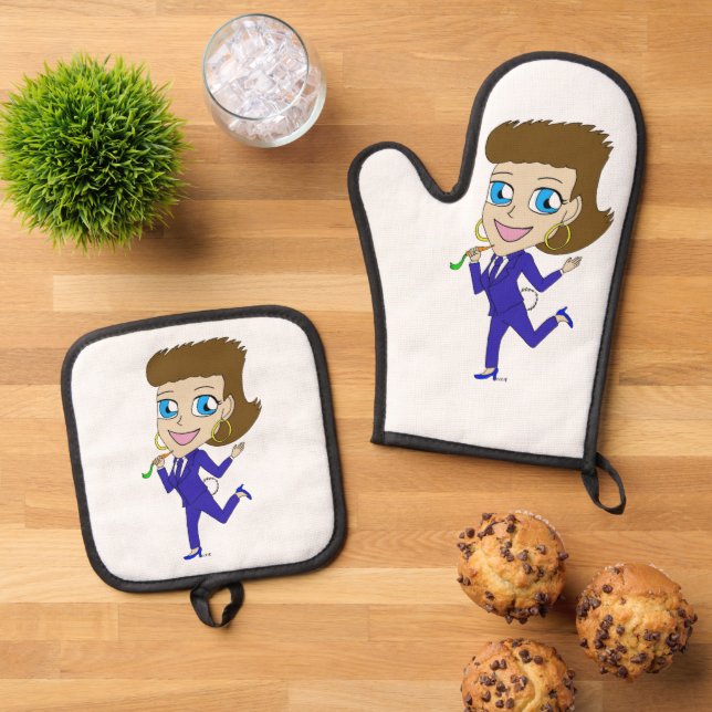 Chibi-Schwanz Ofenhandschuh & Topflappen-Set (Oben Unten)