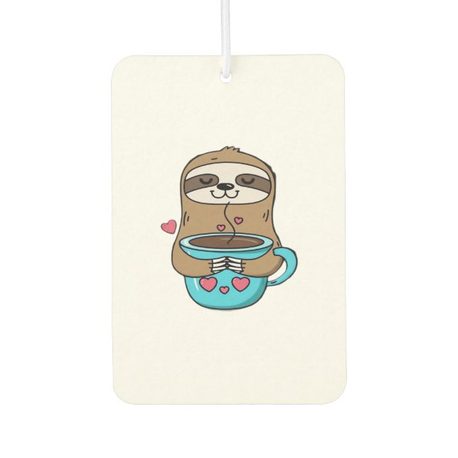 Chibi Sloth Coffee Lover � Cute Kawaii Sloth Huggi Autolufterfrischer (Vorderseite)