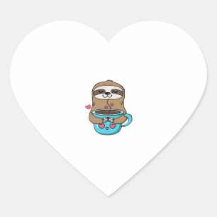 Chibi Sloth Coffee Lover - Niedlich Kawaii Sloth H Herz-Aufkleber