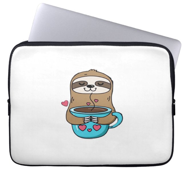 Chibi Sloth Coffee Lover - Niedlich Kawaii Sloth H Laptopschutzhülle (Vorderseite)
