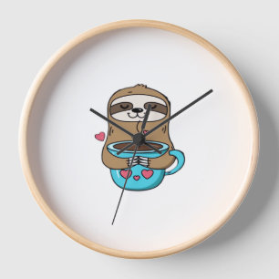 Chibi Sloth Coffee Lover - Niedlich Kawaii Sloth H Uhr