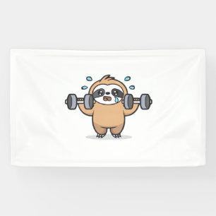 Chibi Sloth Gym Versag - Niedliches Kawaii Funny W Banner
