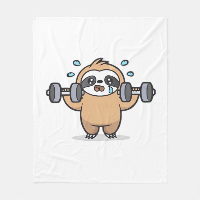 Chibi Sloth Gym Versag - Niedliches Kawaii Funny W Fleecedecke (Vorderseite)