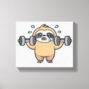 Chibi Sloth Gym Versag - Niedliches Kawaii Funny W Leinwanddruck