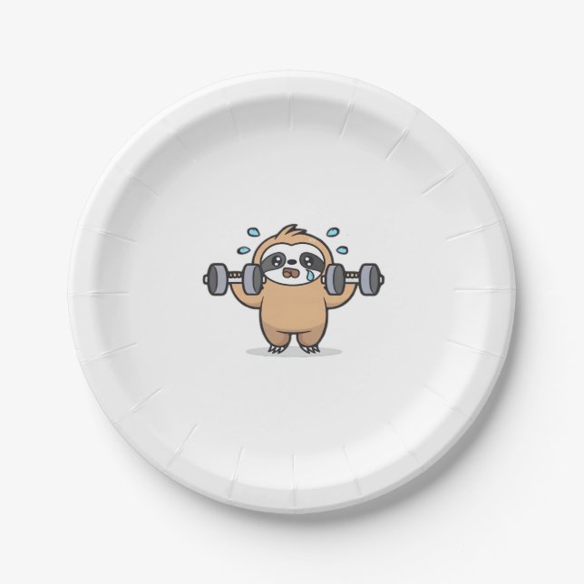 Chibi Sloth Gym Versag - Niedliches Kawaii Funny W Pappteller (Vorderseite)