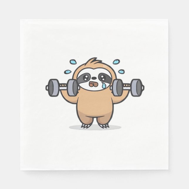 Chibi Sloth Gym Versag - Niedliches Kawaii Funny W Serviette (Vorderseite)
