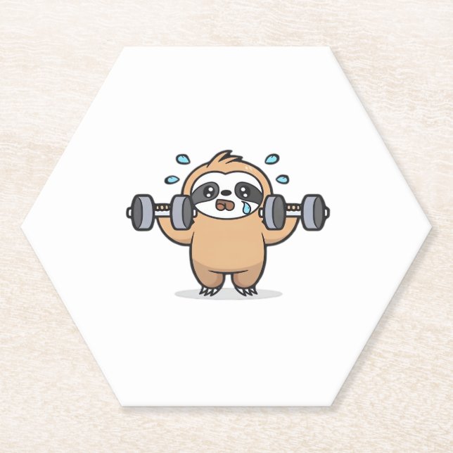Chibi Sloth Gym Versag - Niedliches Kawaii Funny W Untersetzer (Vorderseite)