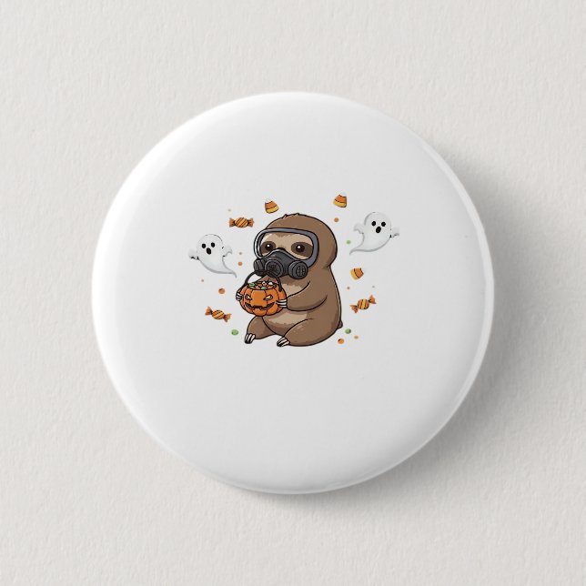 Chibi Sloth Hazmat Halloween Oversifizierter T - S Button (Vorderseite)