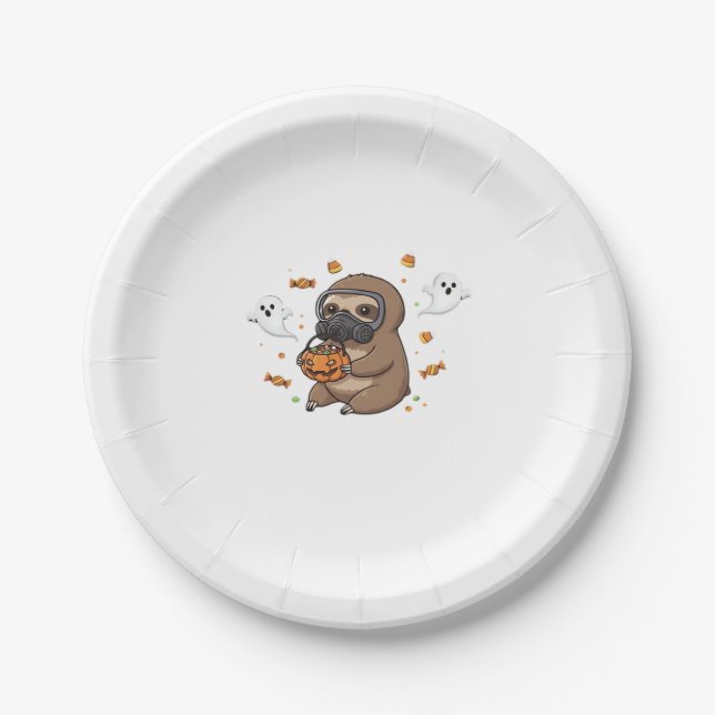 Chibi Sloth Hazmat Halloween Oversifizierter T - S Pappteller (Vorderseite)