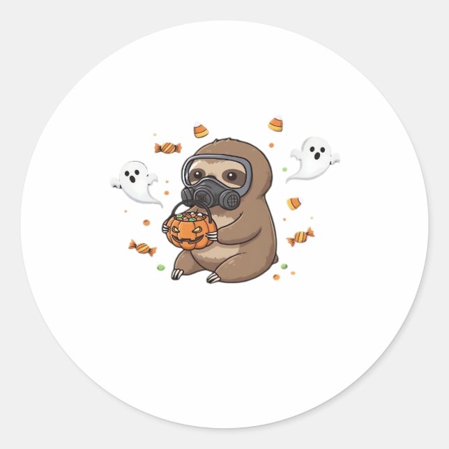 Chibi Sloth Hazmat Halloween Oversifizierter T - S Runder Aufkleber (Vorderseite)
