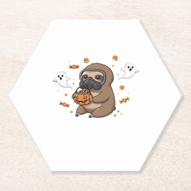 Chibi Sloth Hazmat Halloween Oversifizierter T - S Untersetzer (Vorderseite)