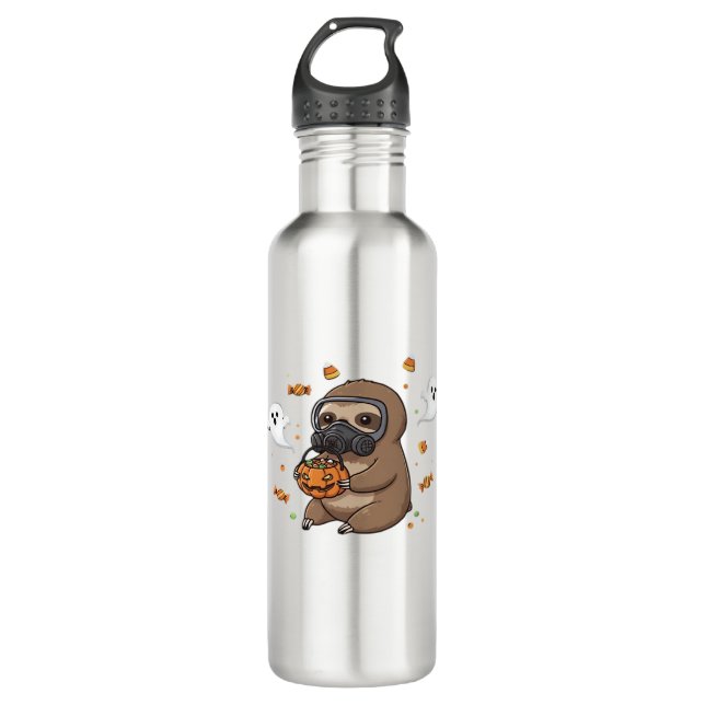 Chibi Sloth Hazmat Halloween Oversized T-Shirt Edelstahlflasche (Vorderseite)