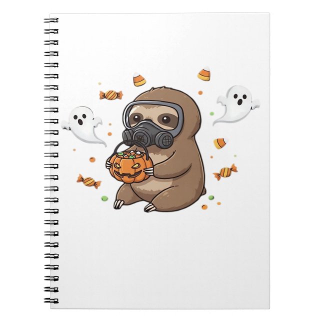 Chibi Sloth Hazmat Halloween Oversized T-Shirt Notizblock (Vorderseite)