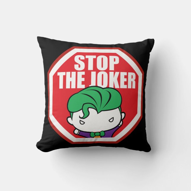 Chibi "Stopp the Joker" Unterschrift Kissen (Vorderseite)