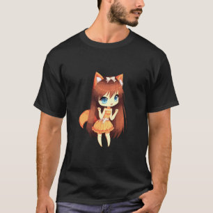 Chibi Style Kawaii Japanisches Anime Girl mit Fox T-Shirt