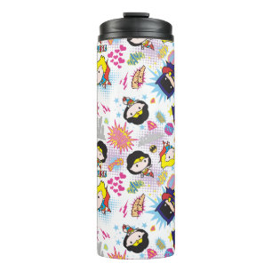 Chibi Super Heroine-Muster Thermosbecher