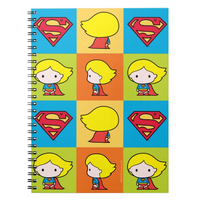 Chibi Supergirl Character Umrundung Notizblock (Vorderseite)