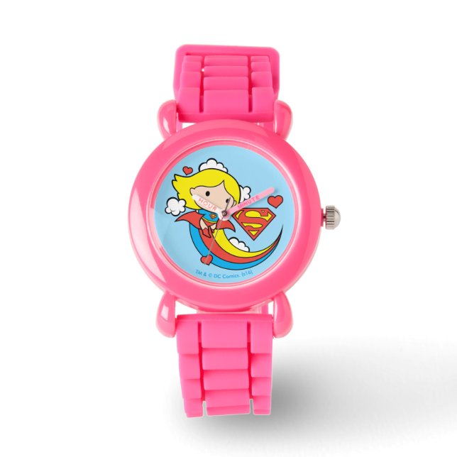 Chibi Supergirl Flying Rainbow Armbanduhr (Vorderseite)