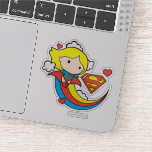 Chibi Supergirl Flying Rainbow Aufkleber