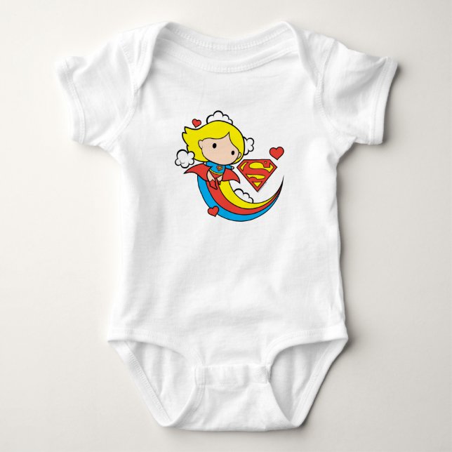 Chibi Supergirl Flying Rainbow Baby Strampler (Vorderseite)