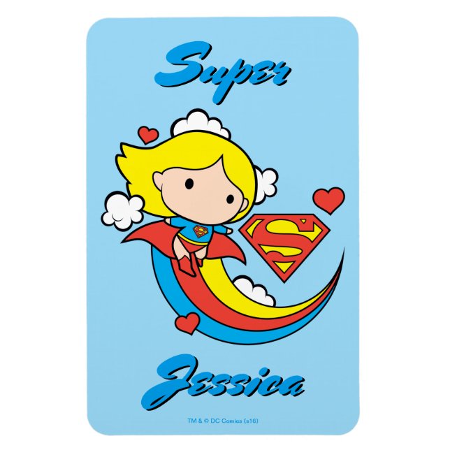 Chibi Supergirl Flying Rainbow Magnet (Vertikal)