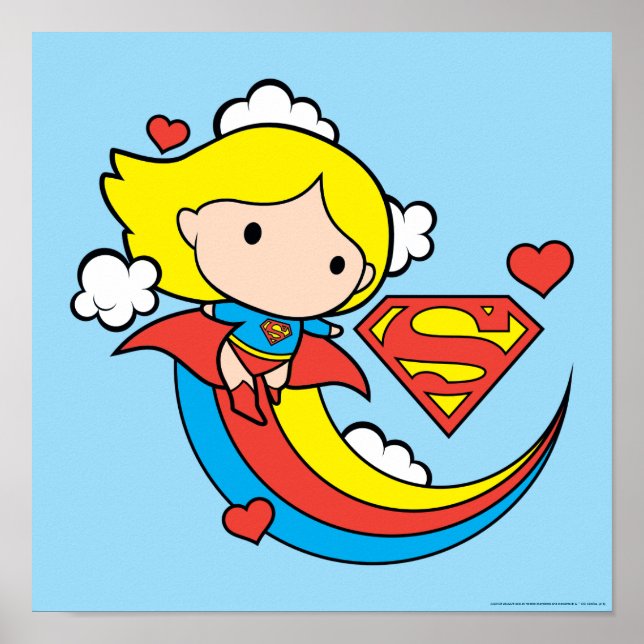 Chibi Supergirl Flying Rainbow Poster (Vorne)