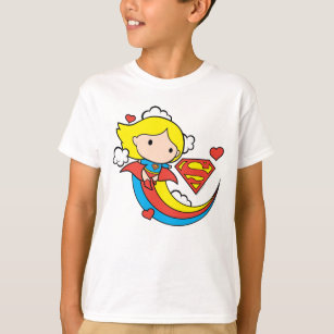 Chibi Supergirl Flying Rainbow T-Shirt