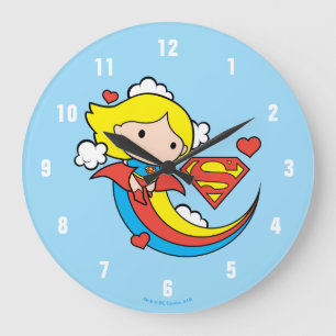 Chibi Supergirl Große Wanduhr