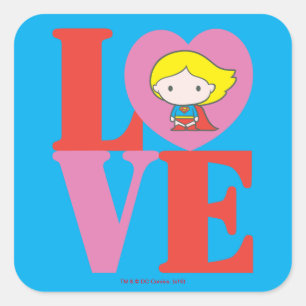 Chibi Supergirl-LIEBE Quadratischer Aufkleber