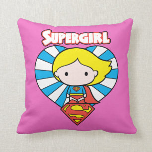 Chibi Supergirl Starburst Herz und Logo Kissen
