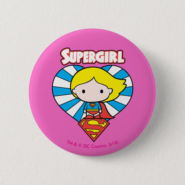 Chibi Supergirl Sternexplosion Herz und Logo Button (Vorderseite)