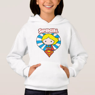Chibi Supergirl Sternexplosion Herz und Logo Hoodie