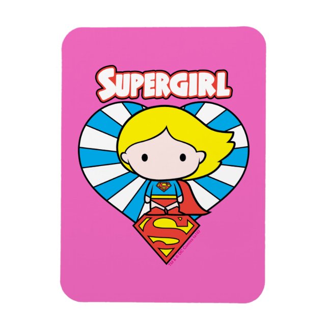Chibi Supergirl Sternexplosion Herz und Logo Magnet (Vertikal)