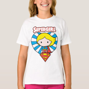Chibi Supergirl Sternexplosion Herz und Logo T-Shirt