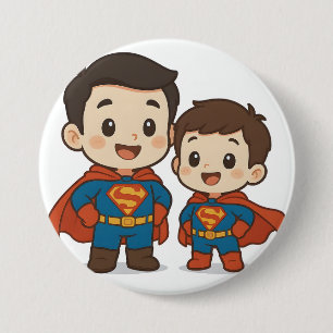 Chibi-Superhelden-Duo-Schreibwaren Button