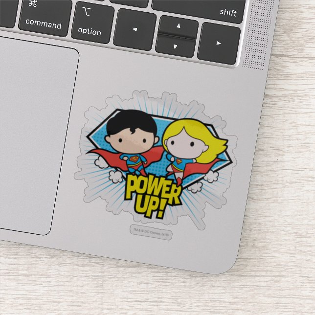 Chibi Superman & Chibi Supergirl Power Up! Aufkleber (Detail)