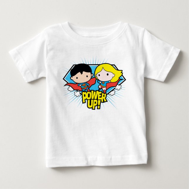 Chibi Superman & Chibi Supergirl Power Up! Baby T-shirt (Vorderseite)