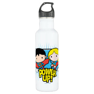 Chibi Superman & Chibi Supergirl Power Up! Edelstahlflasche